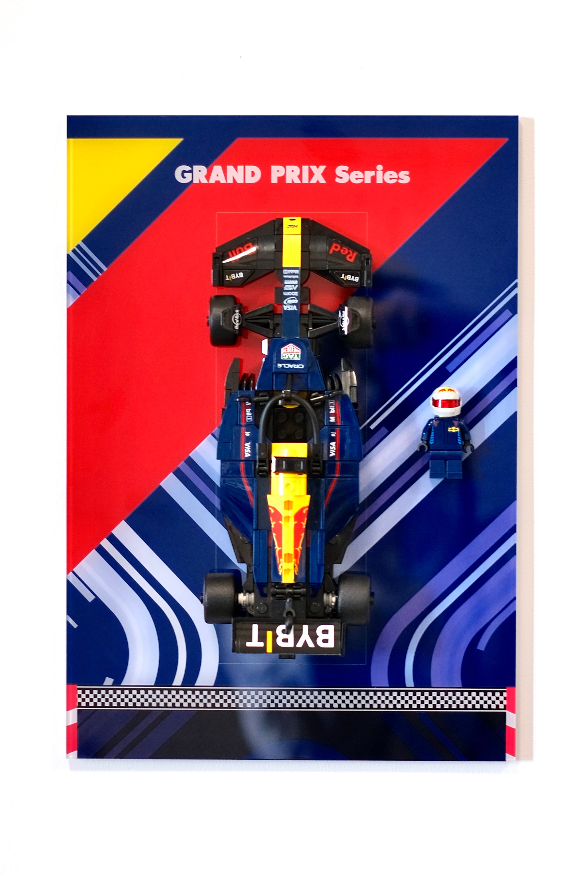 30 × 21 cm (11.80 × 8.25 in) Wall-Mount Display Panel for F1 Racing Building Block Toy (compatible with lego item #77243)