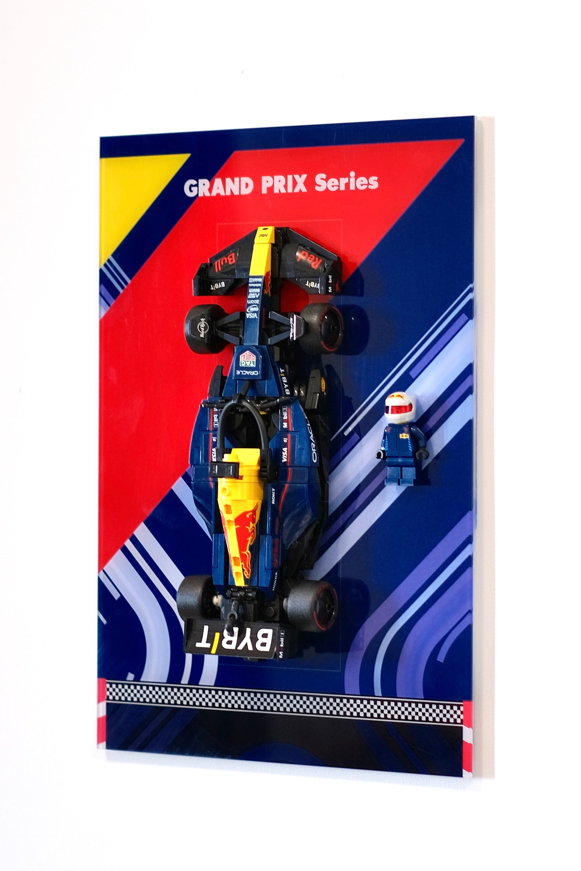 30 × 21 cm (11.80 × 8.25 in) Wall-Mount Display Panel for F1 Racing Building Block Toy (compatible with lego item #77243)