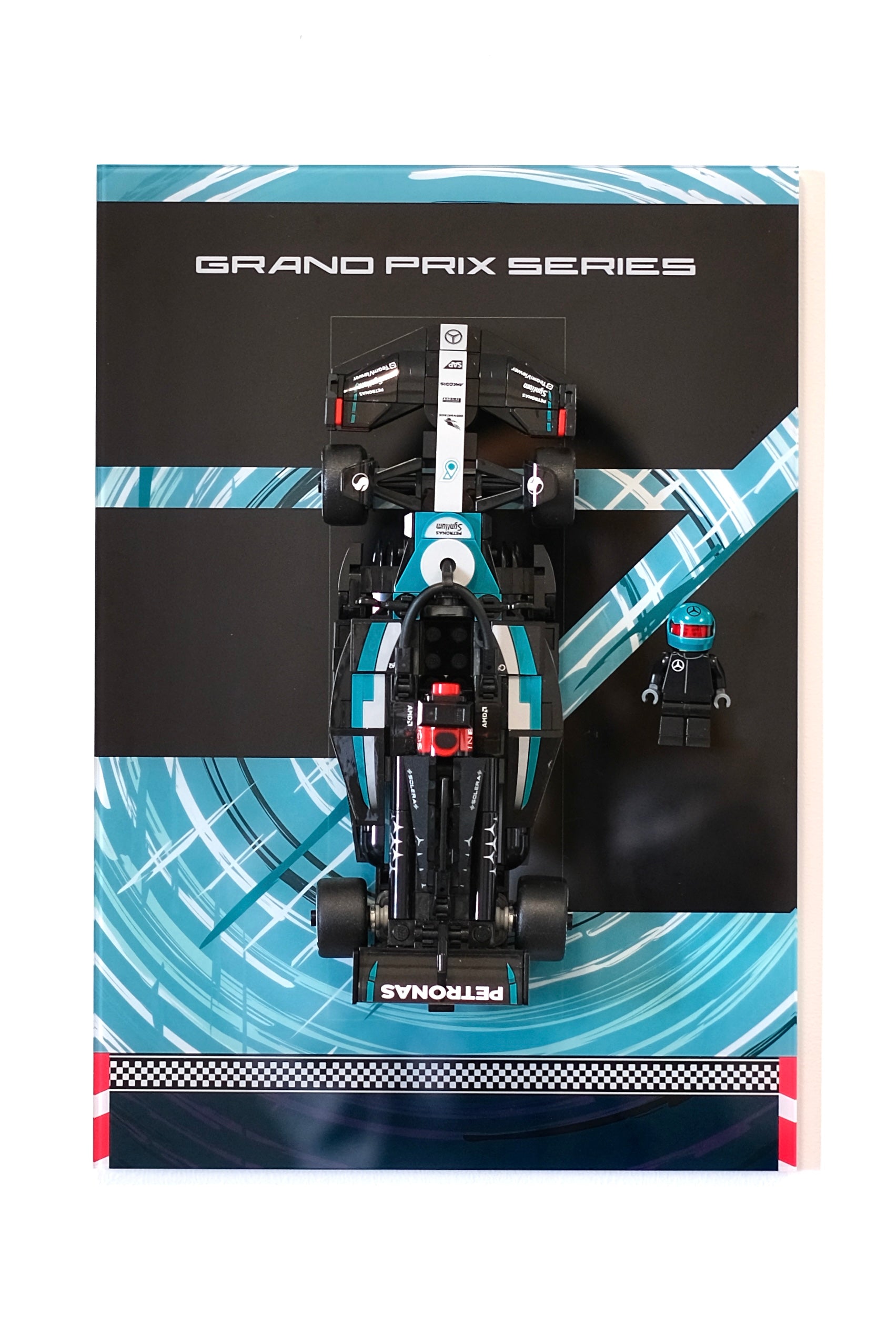 30 × 21 cm (11.80 × 8.25 in) Wall-Mount Display Panel for F1 Racing Building Block Toy (compatible with lego item #77244)