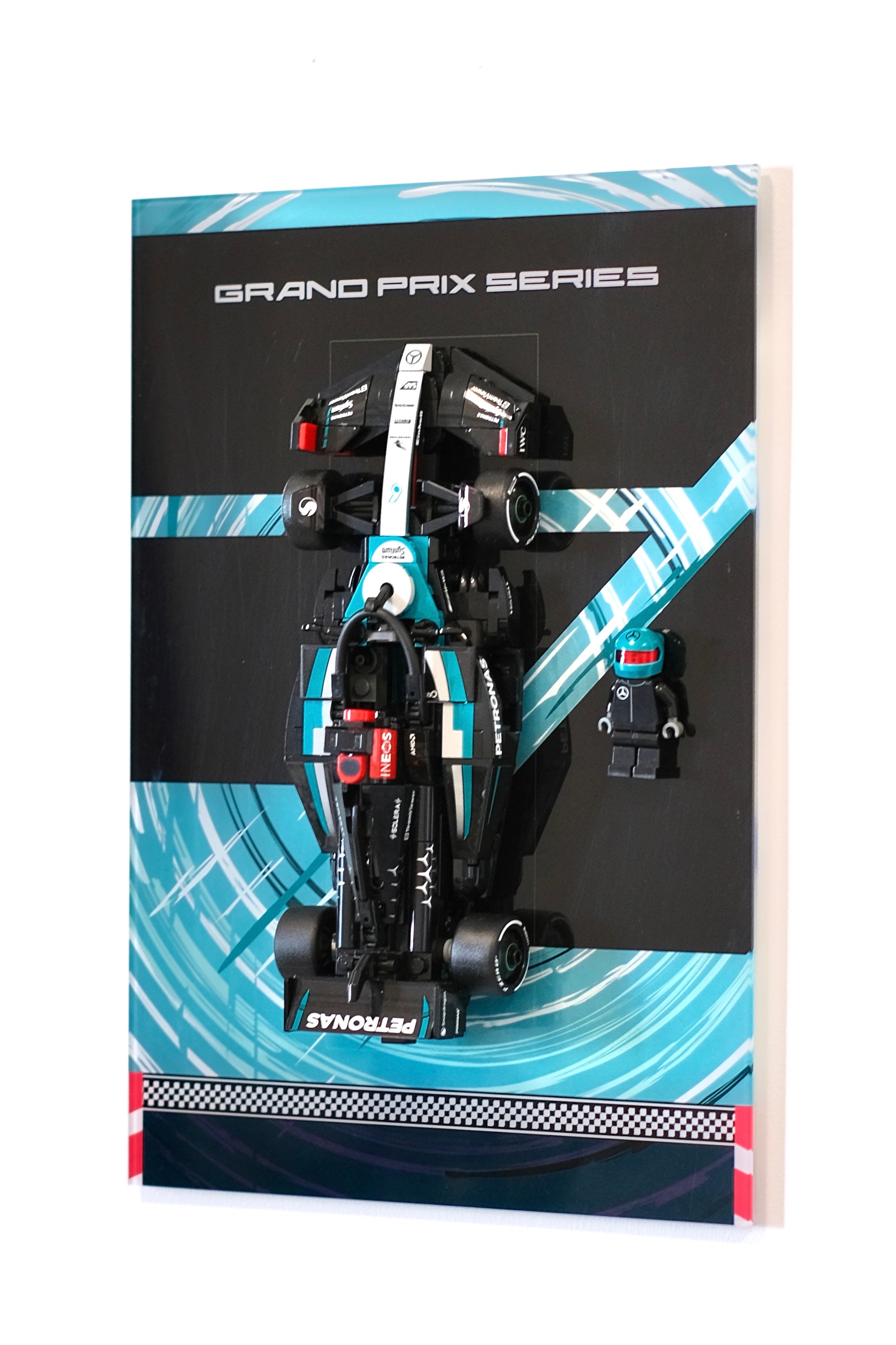 30 × 21 cm (11.80 × 8.25 in) Wall-Mount Display Panel for F1 Racing Building Block Toy (compatible with lego item #77244)