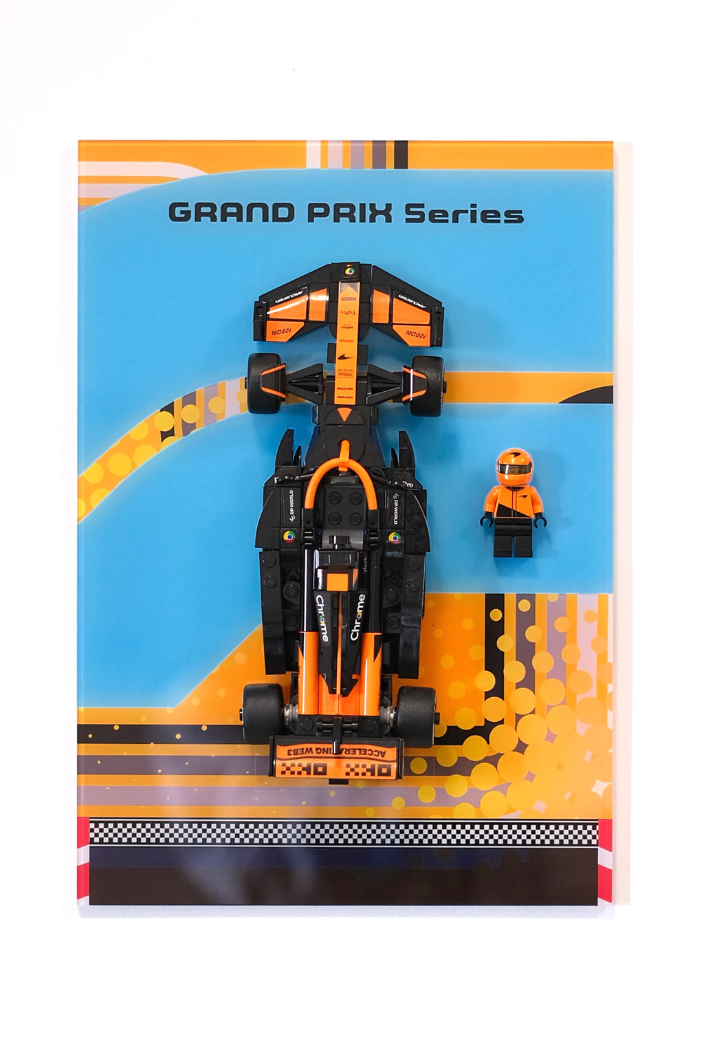 30 × 21 cm (11.80 × 8.25 in) Wall-Mount Display Panel for F1 Racing Building Block Toy (compatible with lego item #77251)