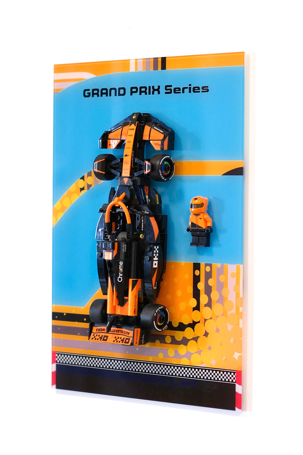 30 × 21 cm (11.80 × 8.25 in) Wall-Mount Display Panel for F1 Racing Building Block Toy (compatible with lego item #77251)