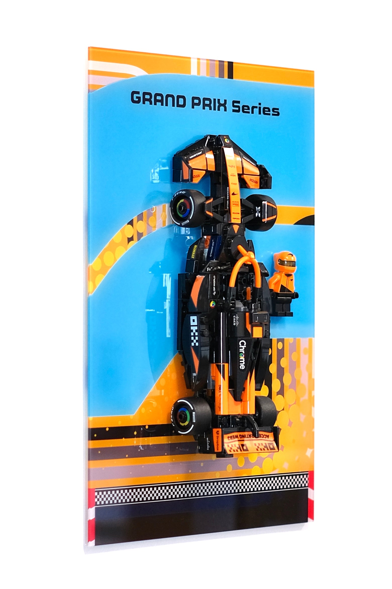 30 × 21 cm (11.80 × 8.25 in) Wall-Mount Display Panel for F1 Racing Building Block Toy (compatible with lego item #77251)