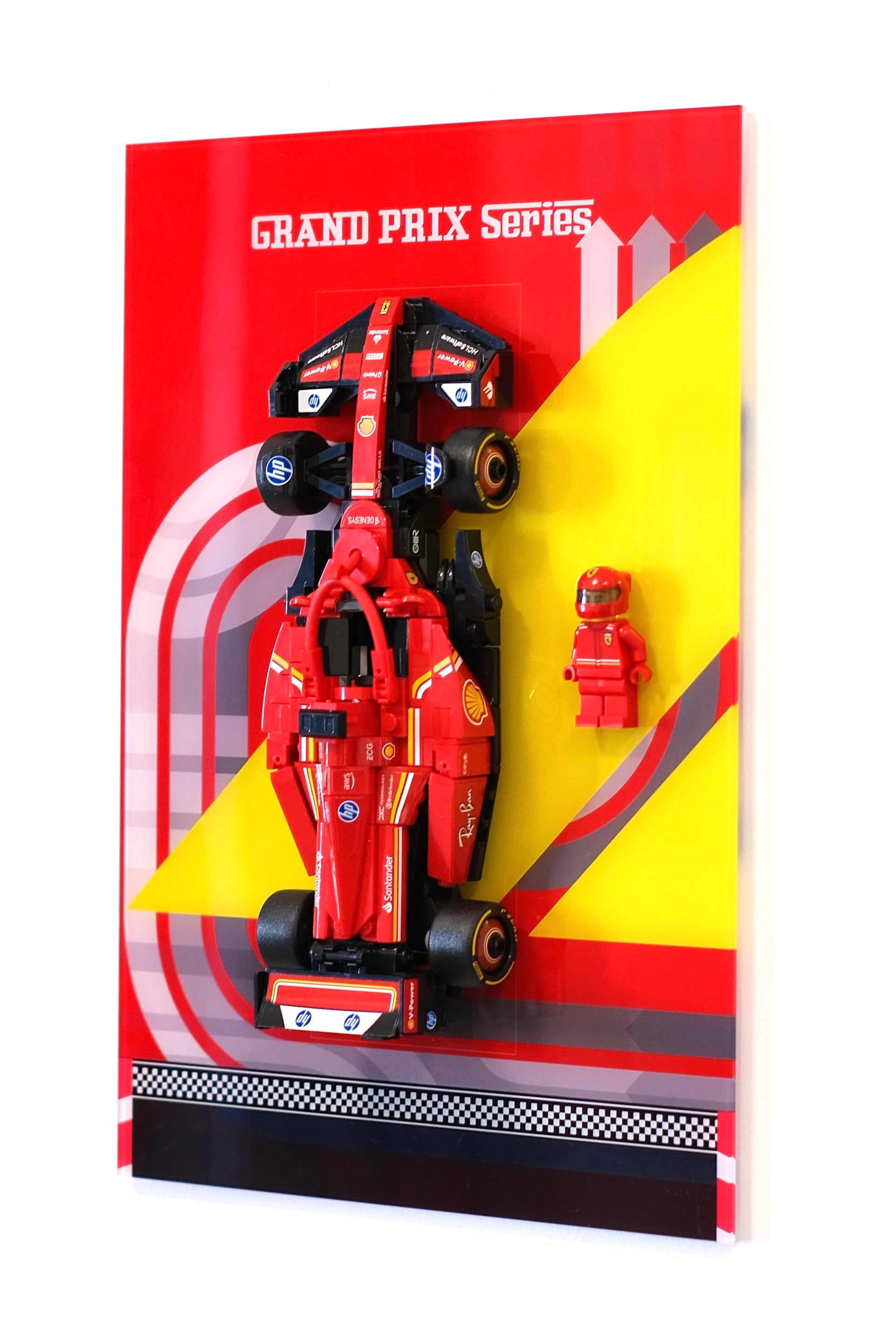 30 × 21 cm (11.80 × 8.25 in) Wall-Mount Display Panel for F1 Racing Building Block Toy (compatible with lego item #77242)