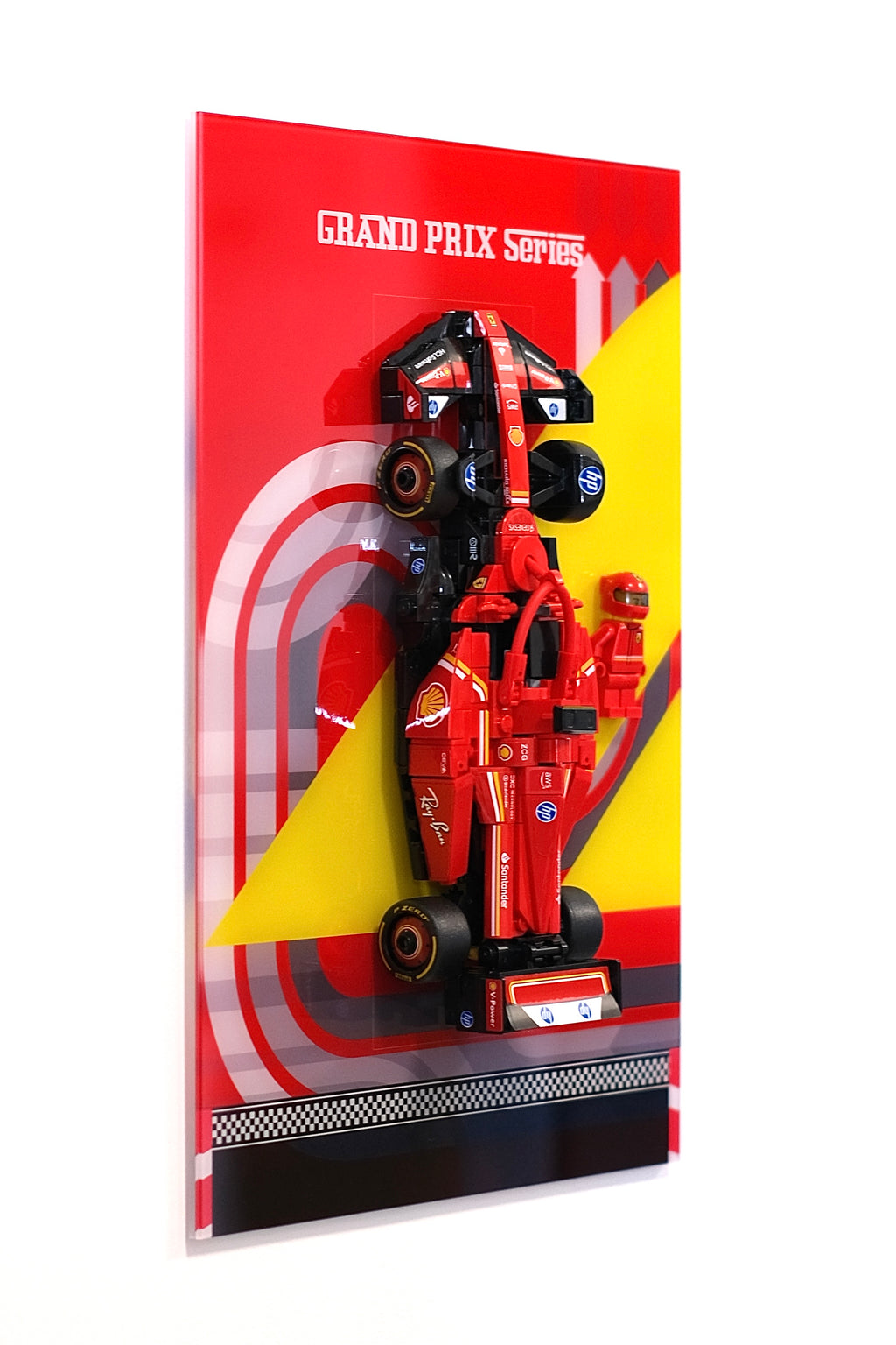 30 × 21 cm (11.80 × 8.25 in) Wall-Mount Display Panel for F1 Racing Building Block Toy (compatible with lego item #77242)